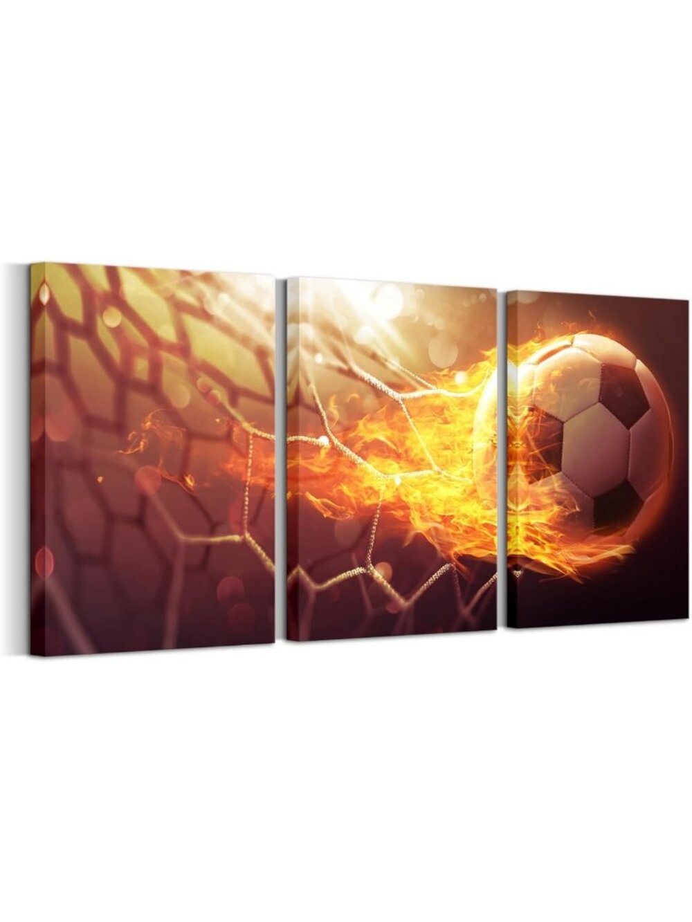 3 Piece Soccer Wall Art Set - Football Canvas Prints for Boys' Room & Office